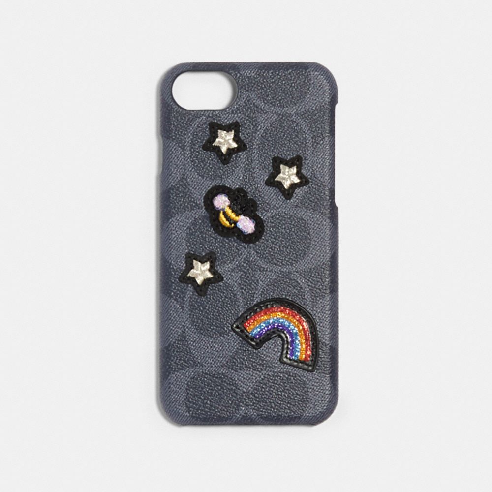 SIGNATURE IPHONE 7/X CASE WITH PRETTY PRAIRIE PATCHES - DENIM/MULTICOLOR - COACH F27333