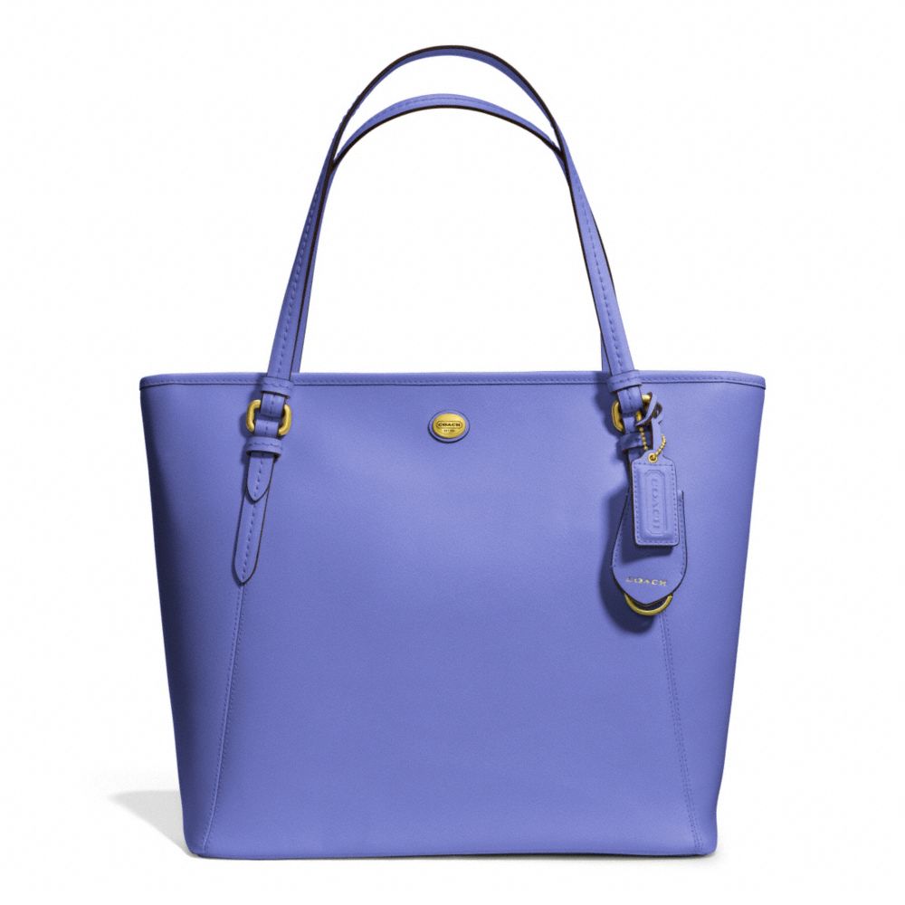 PEYTON LEATHER ZIP TOP TOTE - BRASS/PORCELAIN BLUE - COACH F27349