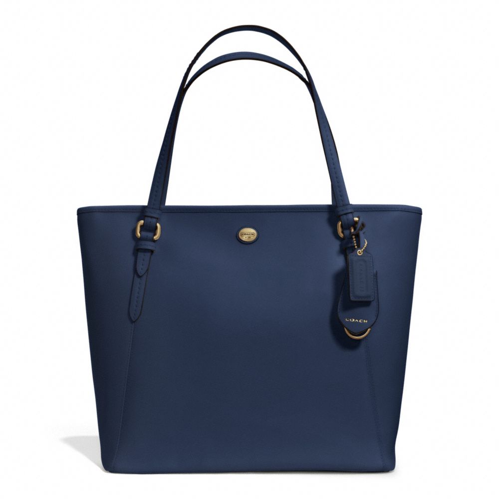 PEYTON LEATHER ZIP TOP TOTE - COACH F27349 - INK BLUE