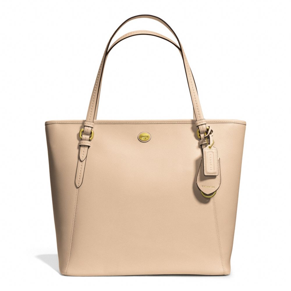 PEYTON LEATHER ZIP TOP TOTE - BRASS/SAND - COACH F27349