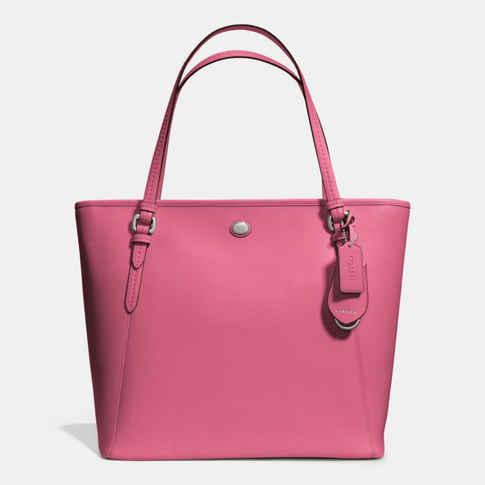 COACH F27349 Peyton Leather Zip Top Tote SILVER/ROSE