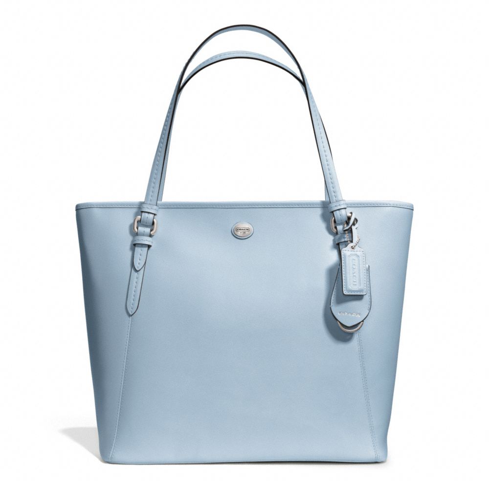 PEYTON LEATHER ZIP TOP TOTE - f27349 - SILVER/SKY