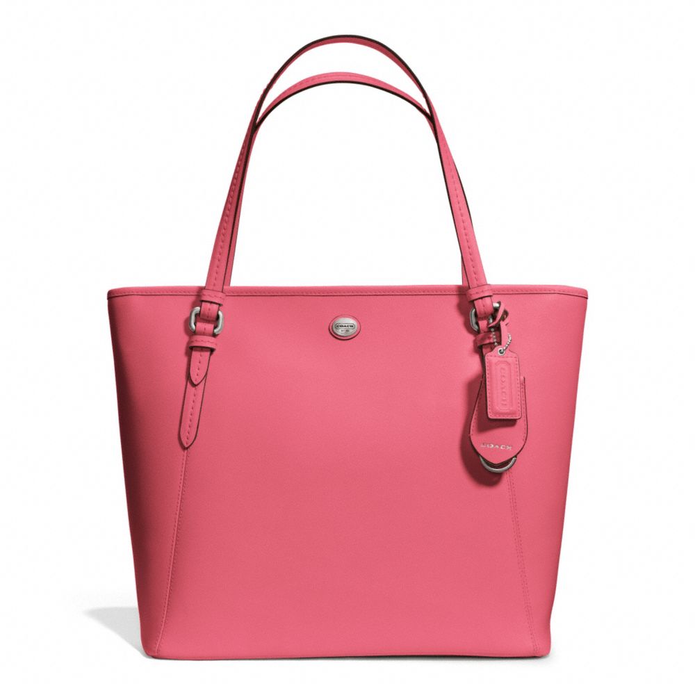 PEYTON LEATHER ZIP TOP TOTE - f27349 - SILVER/STRAWBERRY