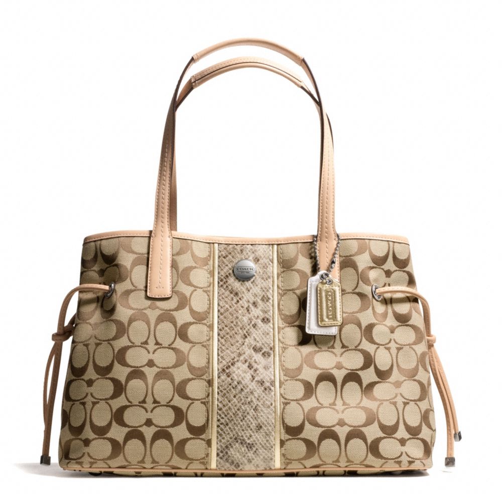 SIGNATURE STRIPE PYTHON STRIPE CARRYALL COACH F27363