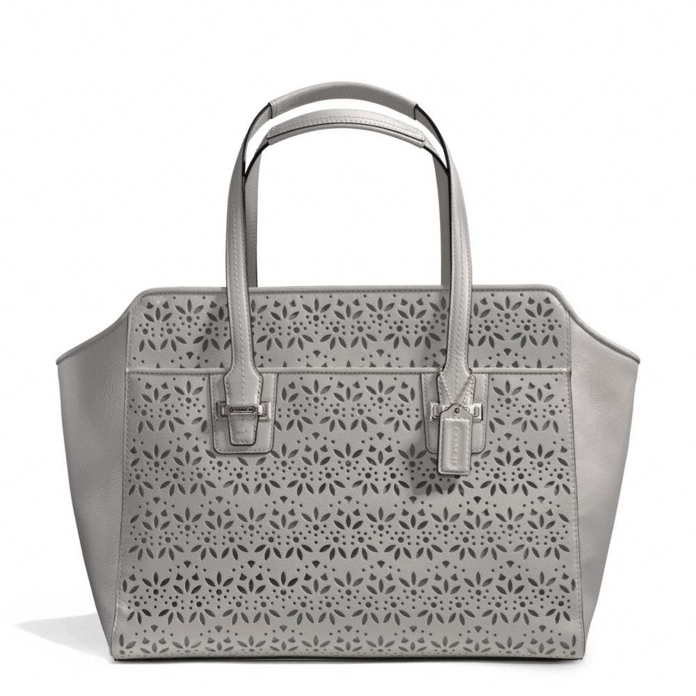 COACH TAYLOR EYELET LEATHER CARRYALL - SILVER/GREY - F27391