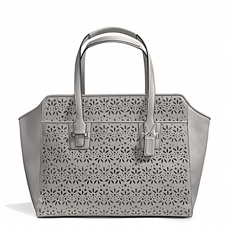 COACH TAYLOR EYELET LEATHER CARRYALL - SILVER/GREY - f27391