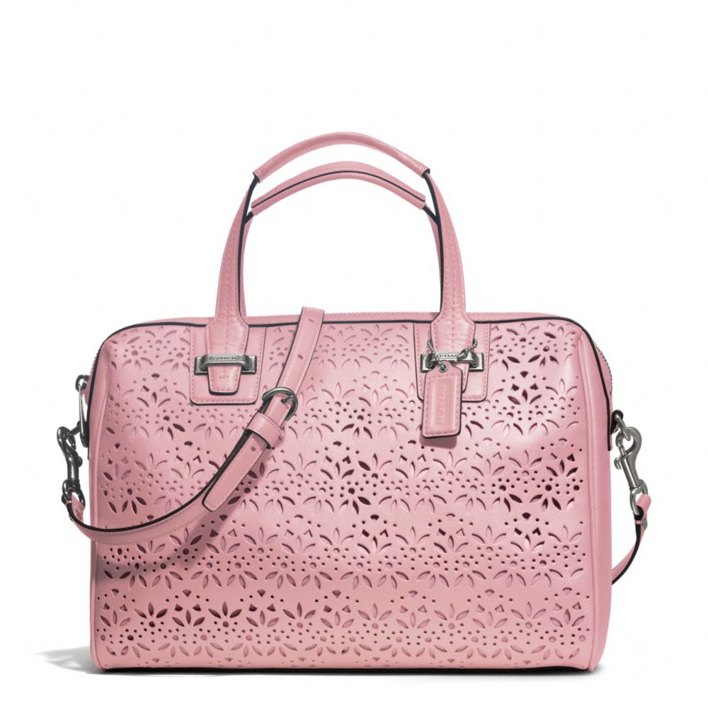 COACH TAYLOR EYELET LEATHER SATCHEL - SILVER/PINK TULLE - F27392