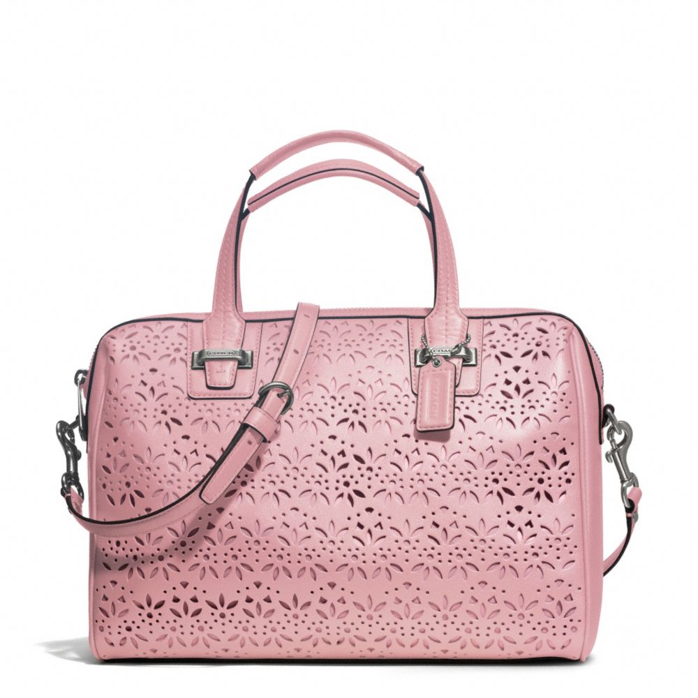 COACH F27392 - TAYLOR EYELET LEATHER SATCHEL SILVER/PINK TULLE