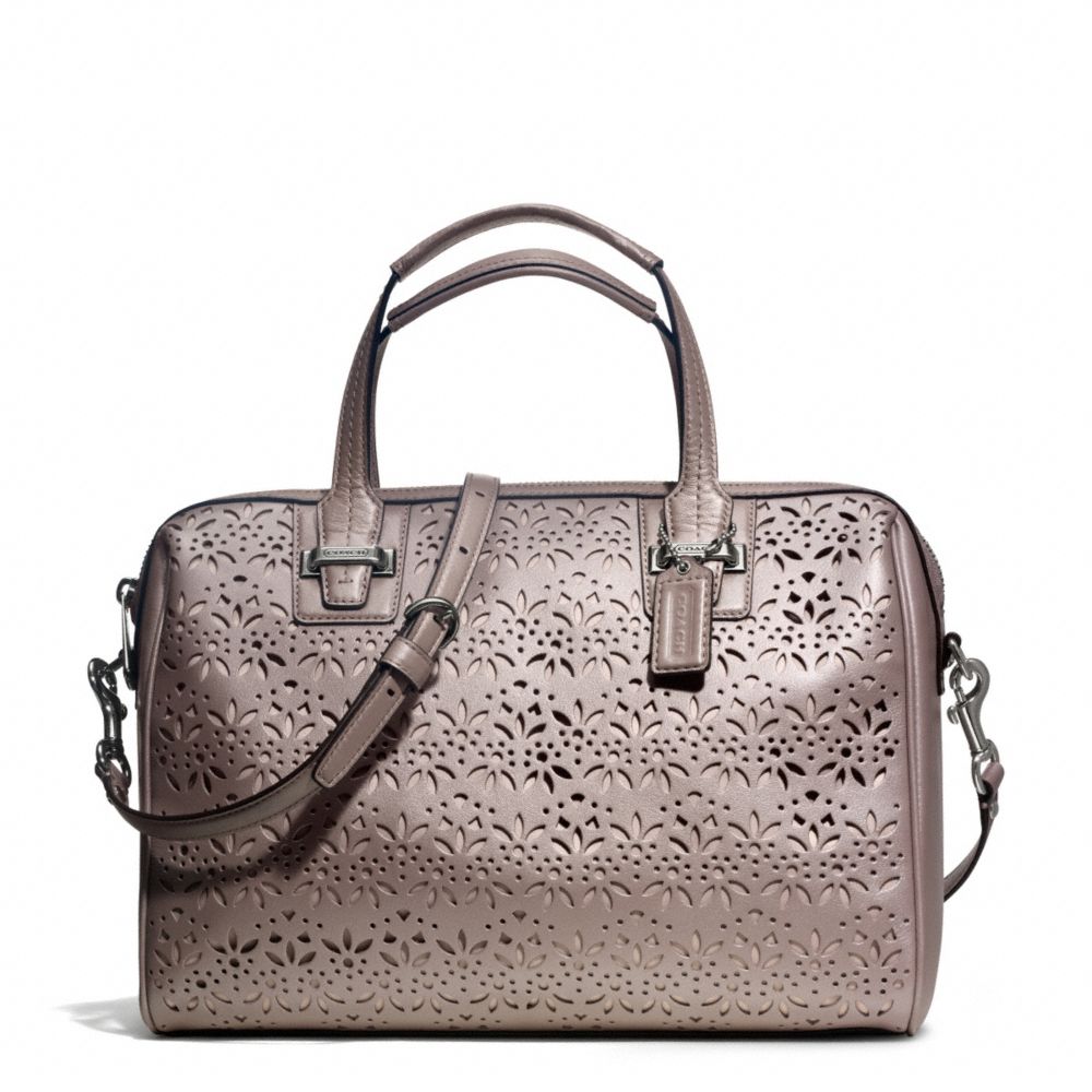 COACH f27392 TAYLOR EYELET LEATHER SATCHEL SILVER/PUTTY