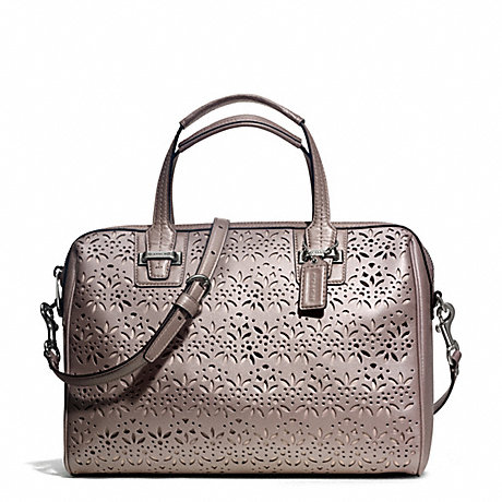 COACH TAYLOR EYELET LEATHER SATCHEL - SILVER/PUTTY - f27392