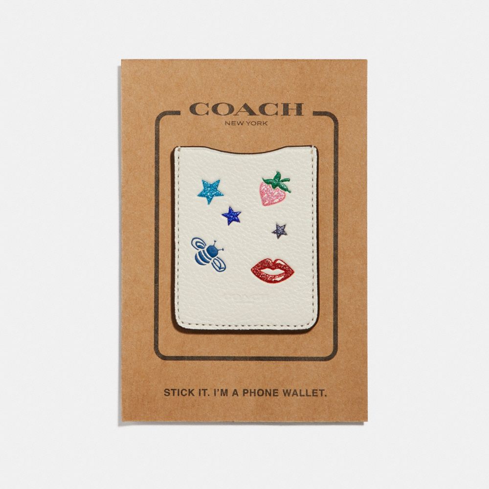 PHONE POCKET STICKER WITH ALLOVER MOTIFS - CHALK/MULTI - COACH F27398