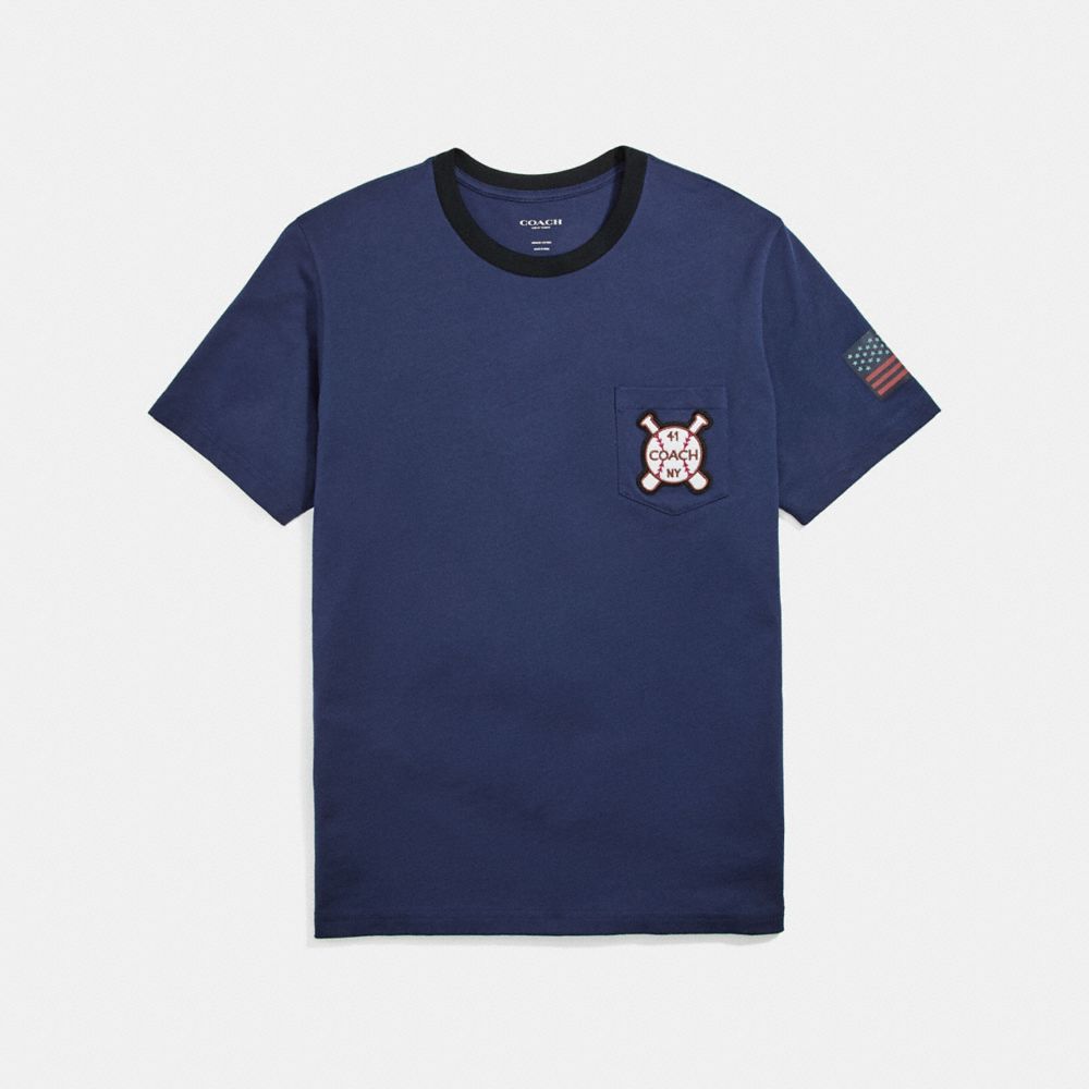 COACH F27445 BASEBALL T-SHIRT NAVY