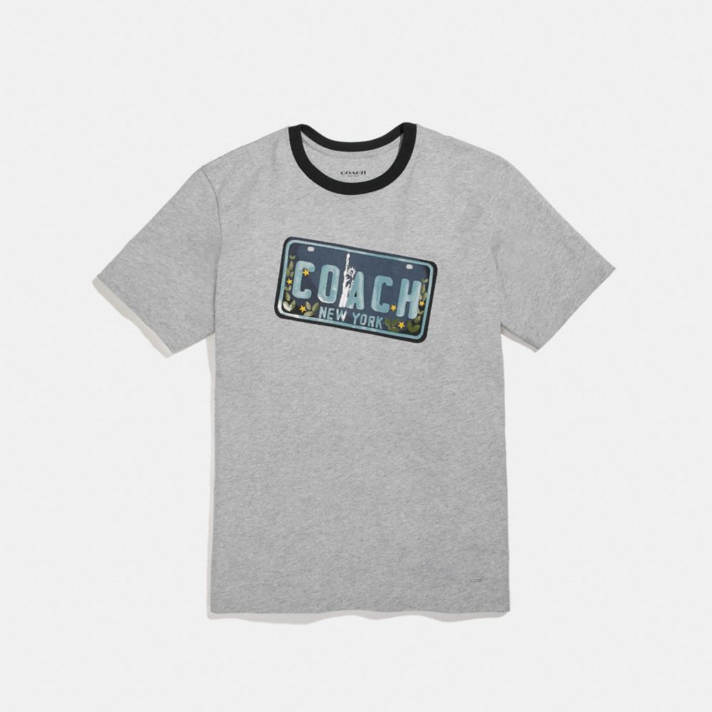 LICENSE PLATE T-SHIRT - COACH f27447 - GRAY