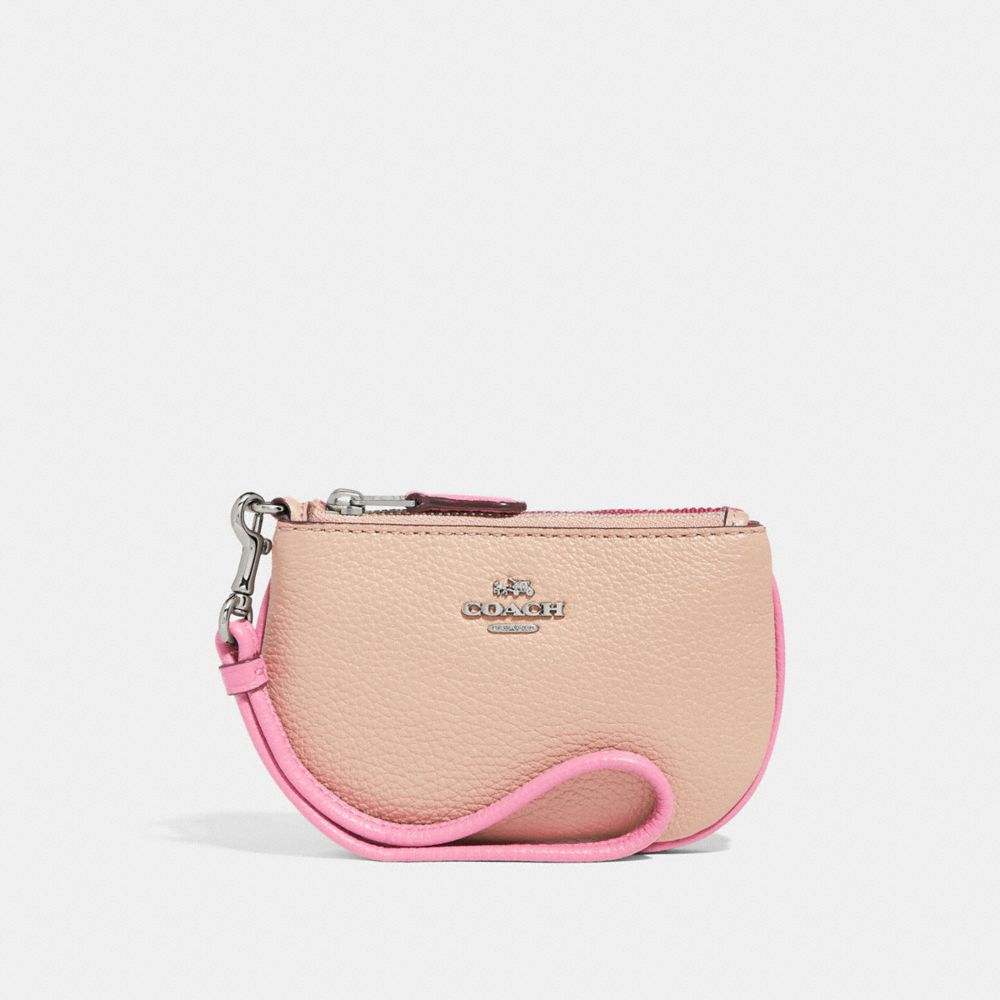 COIN CASE IN COLORBLOCK - COACH f27479 - SILVER/PINK MULTI