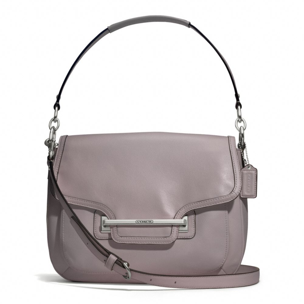 TAYLOR LEATHER FLAP SHOULDER BAG - COACH F27481 - SILVER/PUTTY
