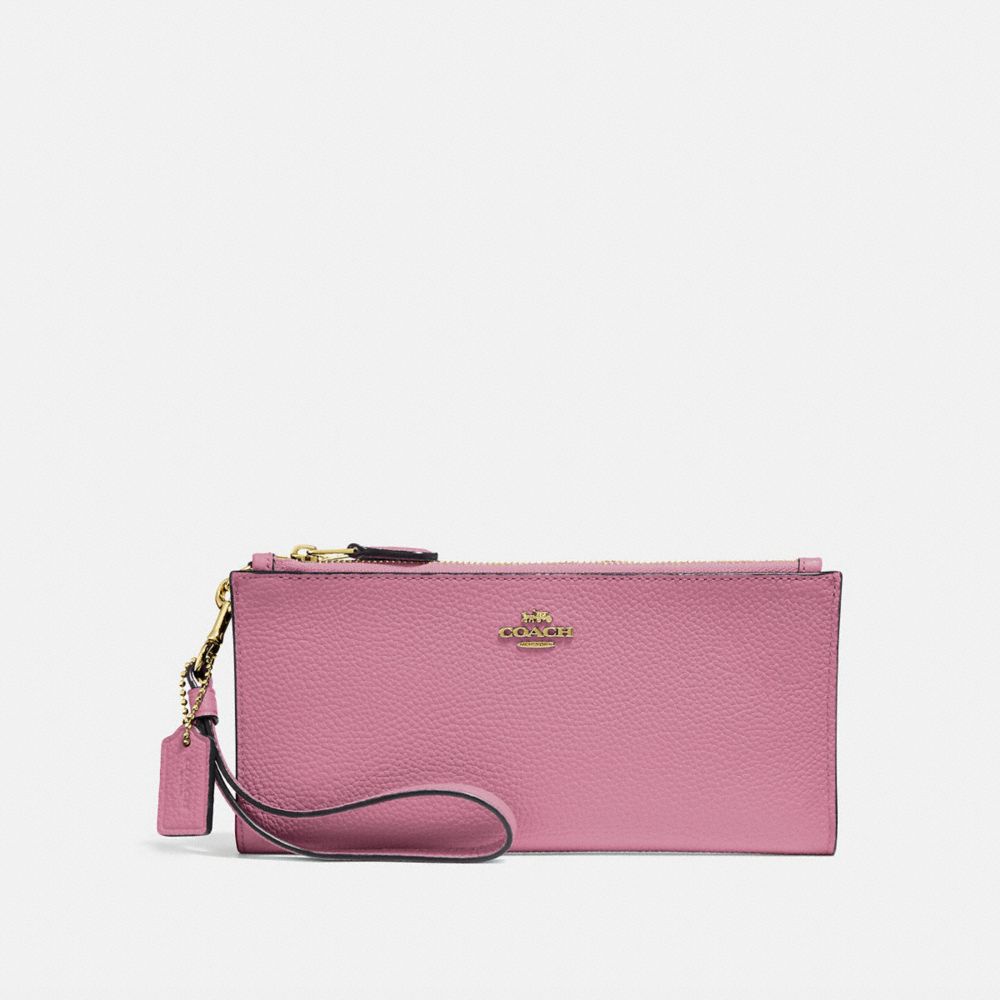 COACH F27495 Double Zip Wallet ROSE/BRASS