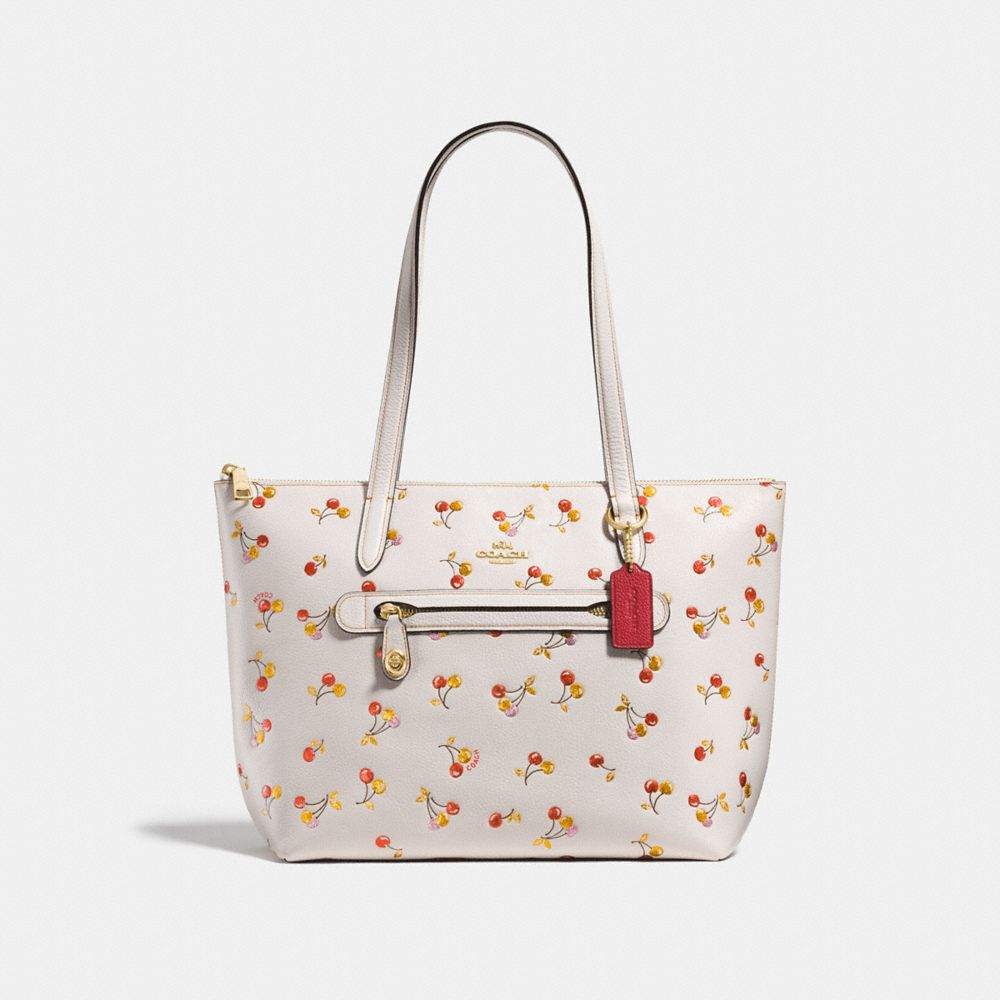 COACH F27502 Taylor Tote With Cherry Print CHALK MULTI/LIGHT GOLD