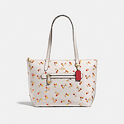 COACH F27502 - TAYLOR TOTE WITH CHERRY PRINT CHALK MULTI/LIGHT GOLD