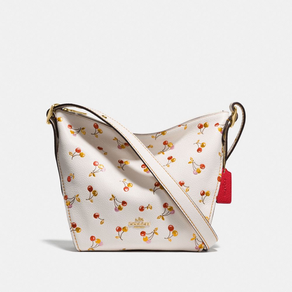 COACH F27504 SMALL DUFFLETTE WITH CHERRY PRINT CHALK MULTI/LIGHT GOLD