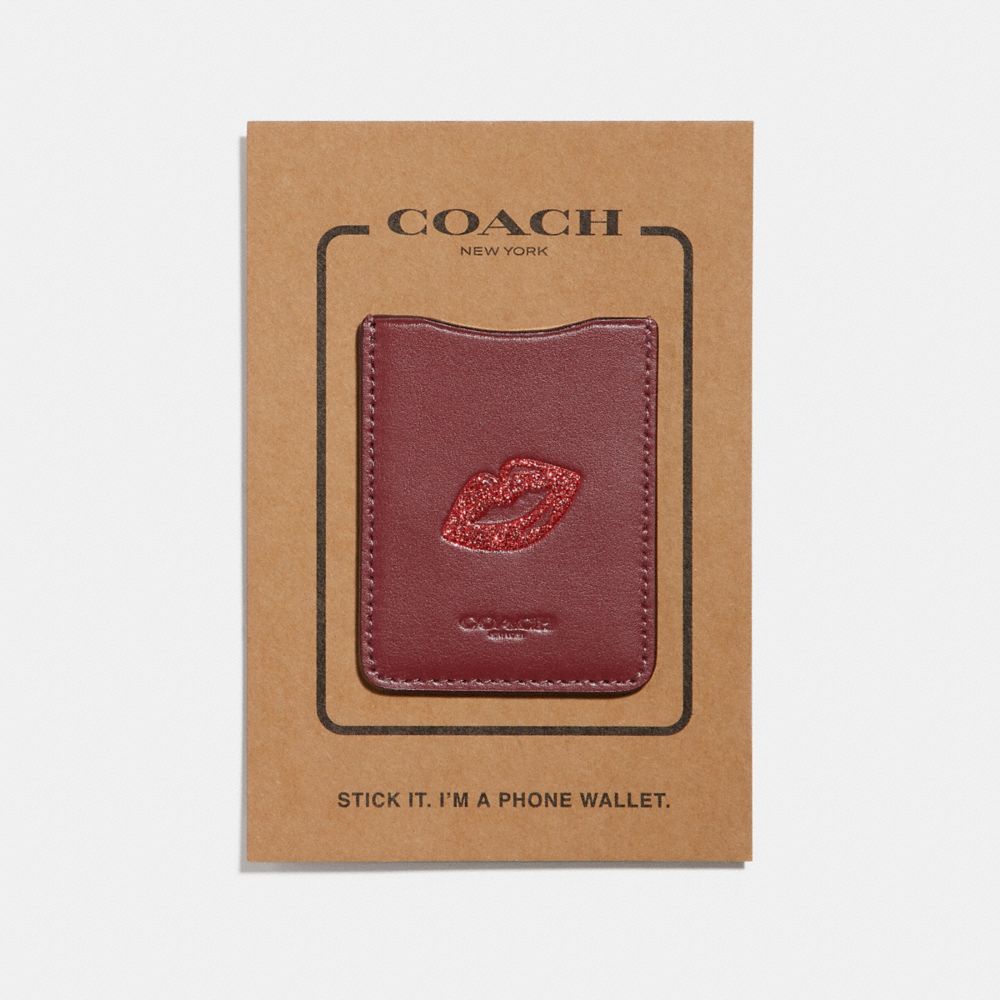 PHONE POCKET STICKER WITH LIPS - f27505 - DARK RED/MULTI