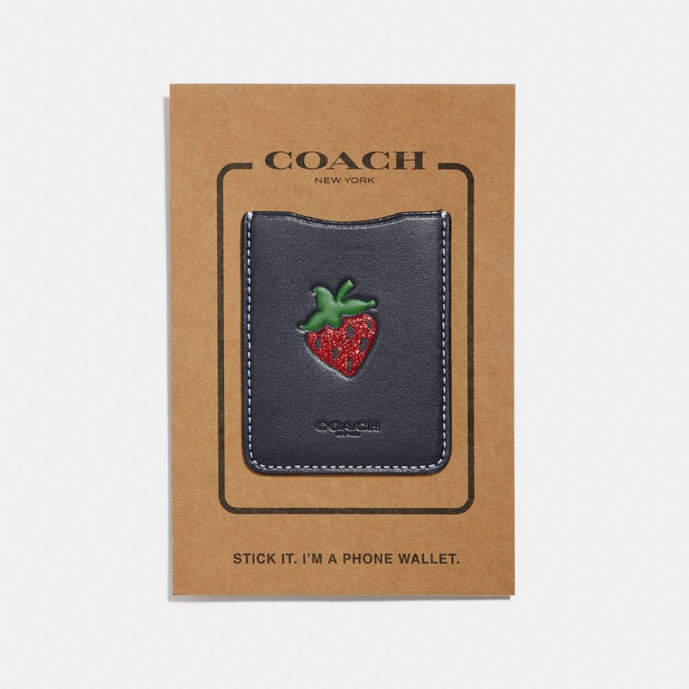COACH F27507 Phone Pocket Sticker With Strawberry MIDNIGHT NAVY/MULTI