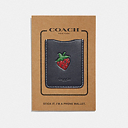 PHONE POCKET STICKER WITH STRAWBERRY - MIDNIGHT NAVY/MULTI - COACH F27507