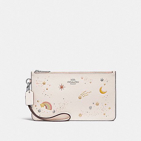 COACH CROSBY CLUTCH WITH SPACE RIVETS - SILVER/CHALK - f27534