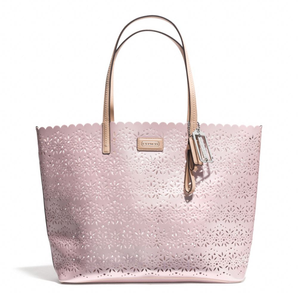 METRO EYELET LEATHER TOTE - SILVER/SHELL PINK - COACH F27544