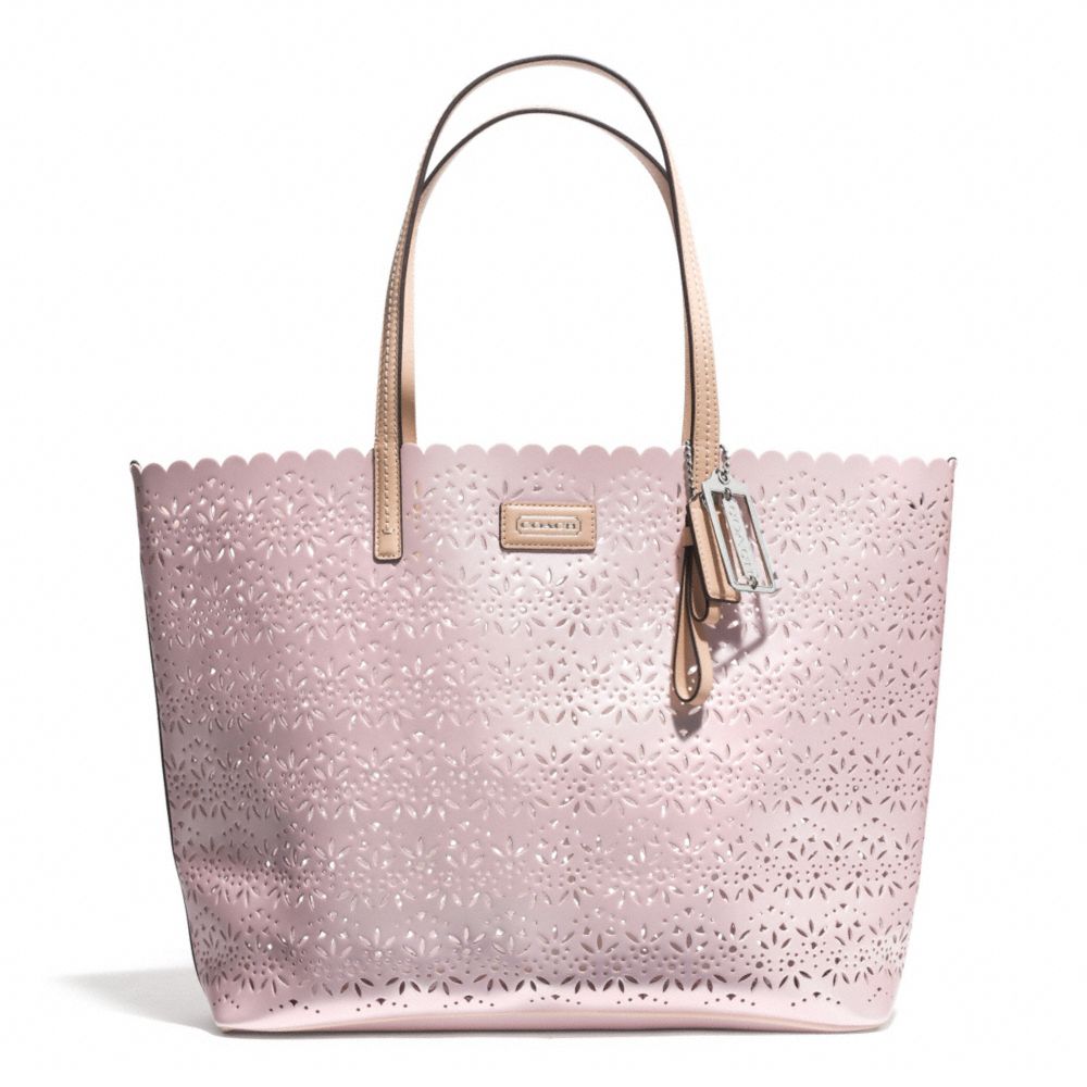 COACH F27544 Metro Eyelet Leather Tote SILVER/SHELL PINK