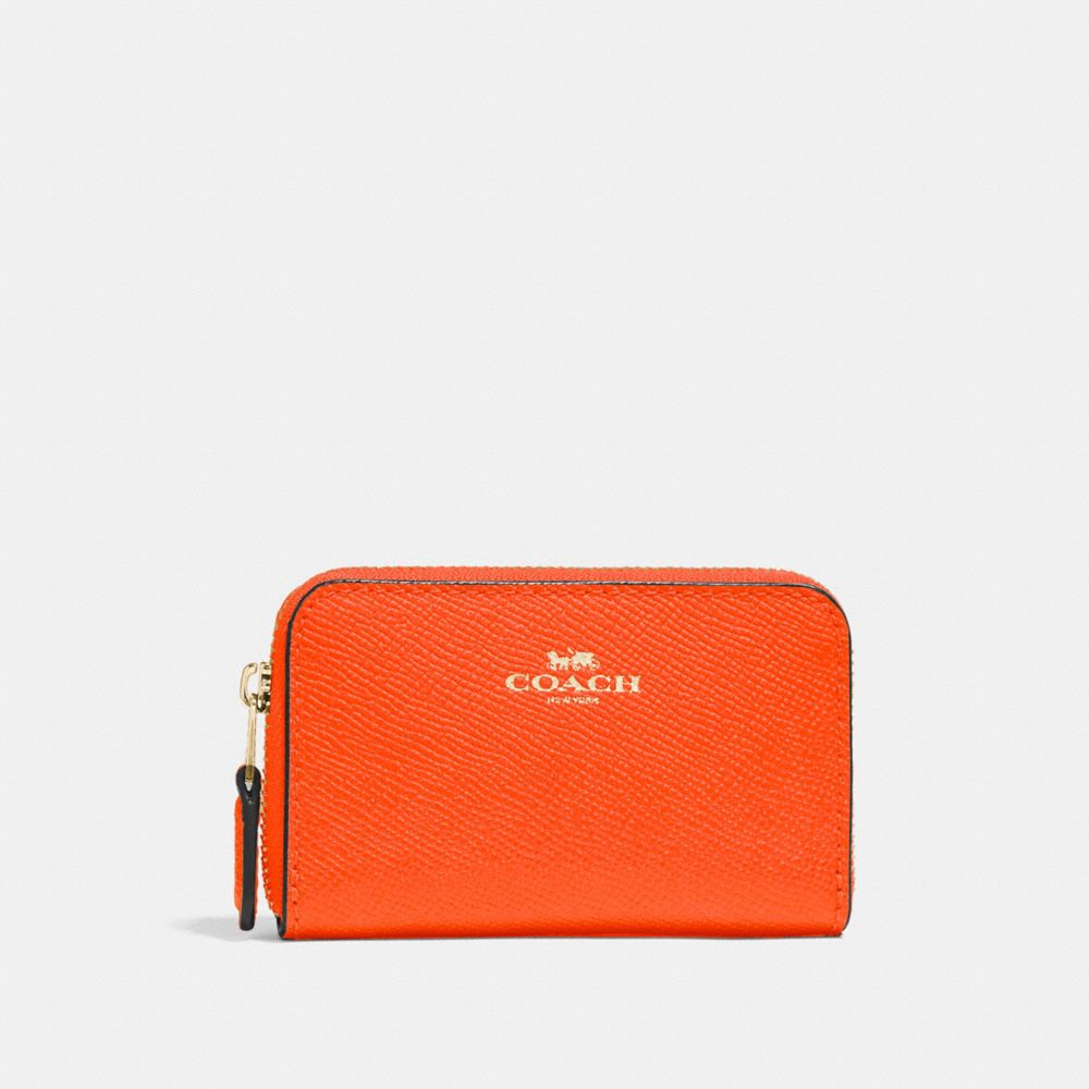 COACH ZIP AROUND COIN CASE - NEON ORANGE/LIGHT GOLD - F27569