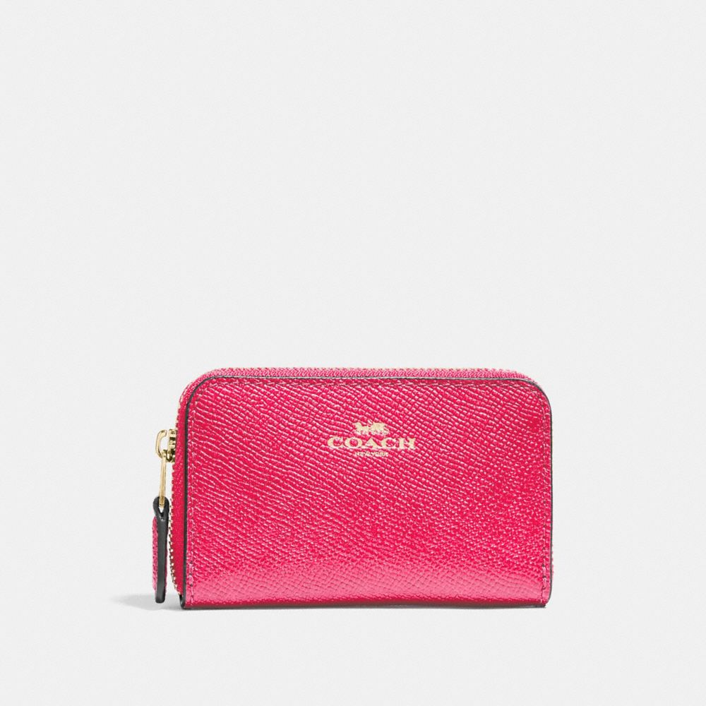 COACH F27569 - ZIP AROUND COIN CASE NEON PINK/LIGHT GOLD