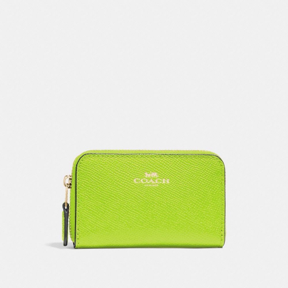 COACH ZIP AROUND COIN CASE - NEON YELLOW/LIGHT GOLD - F27569