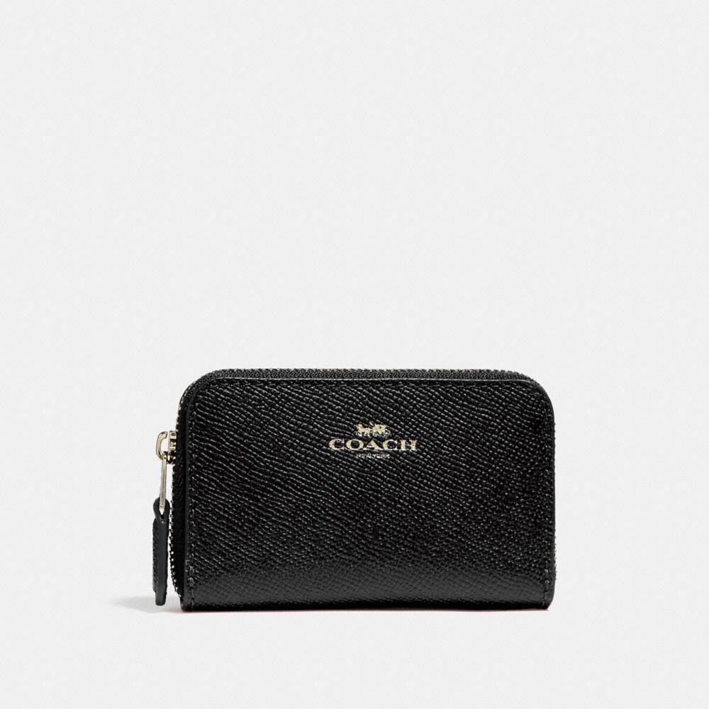 COACH ZIP AROUND COIN CASE - BLACK/LIGHT GOLD - F27569