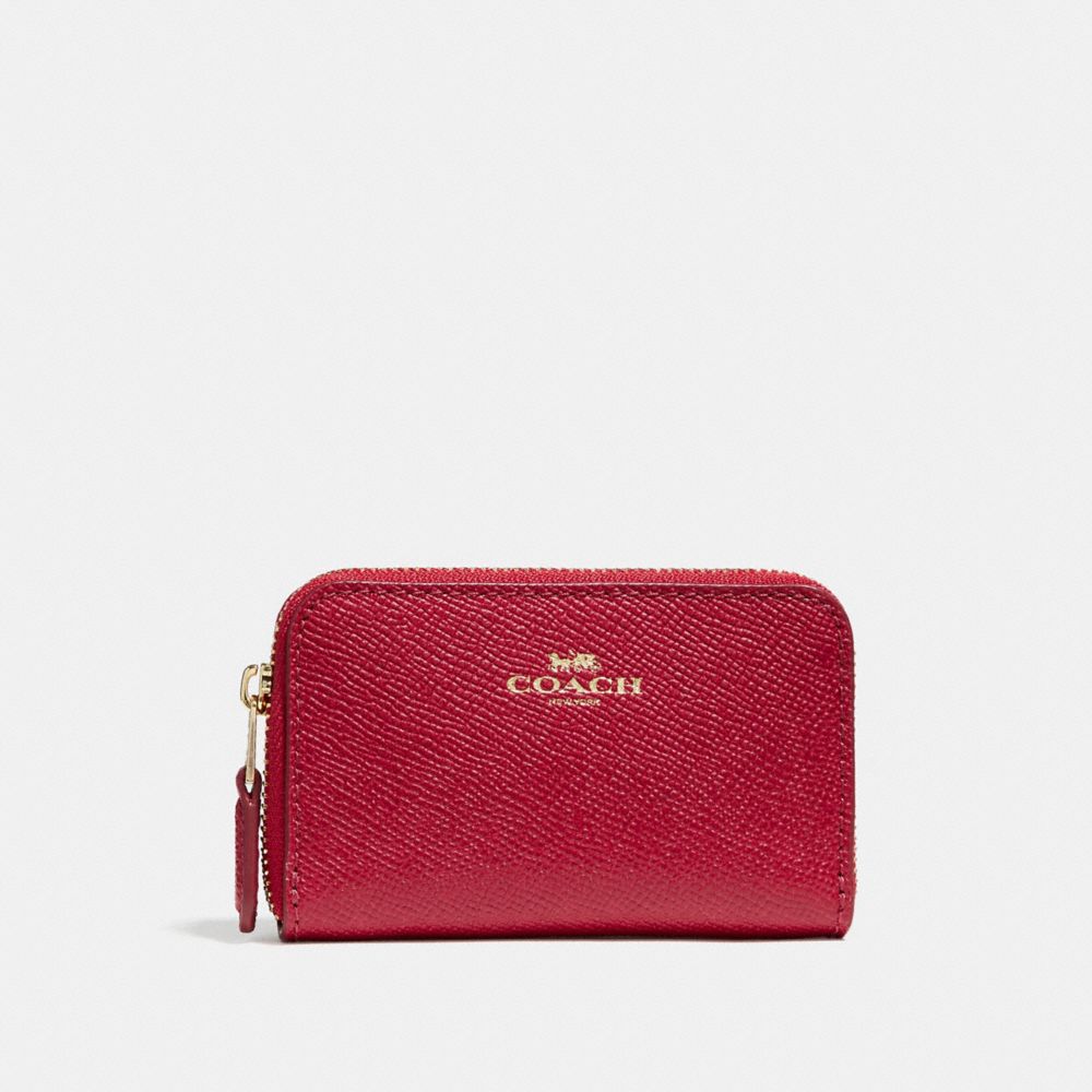 COACH F27569 ZIP AROUND COIN CASE LIGHT-GOLD/TRUE-RED