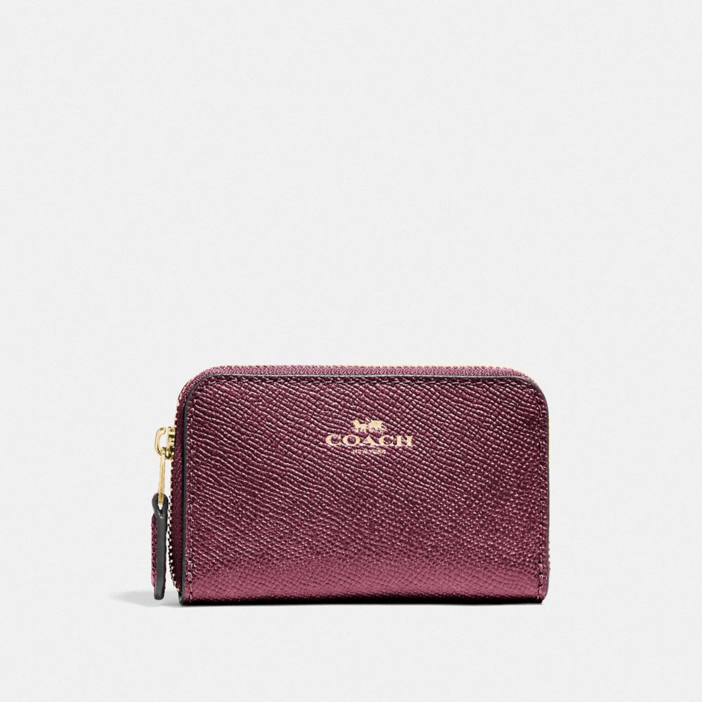 COACH F27569 ZIP AROUND COIN CASE IM/METALLIC WINE