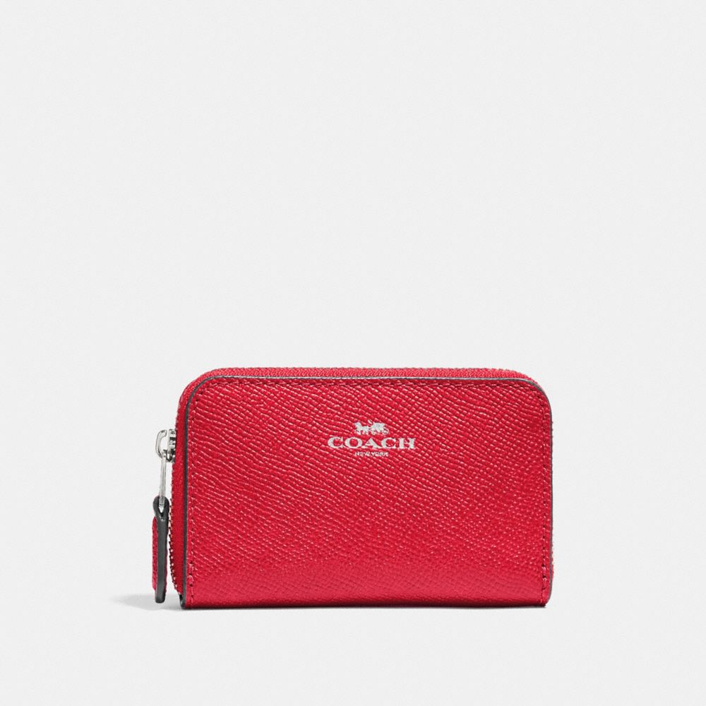 COACH F27569 ZIP AROUND COIN CASE BRIGHT-RED/SILVER