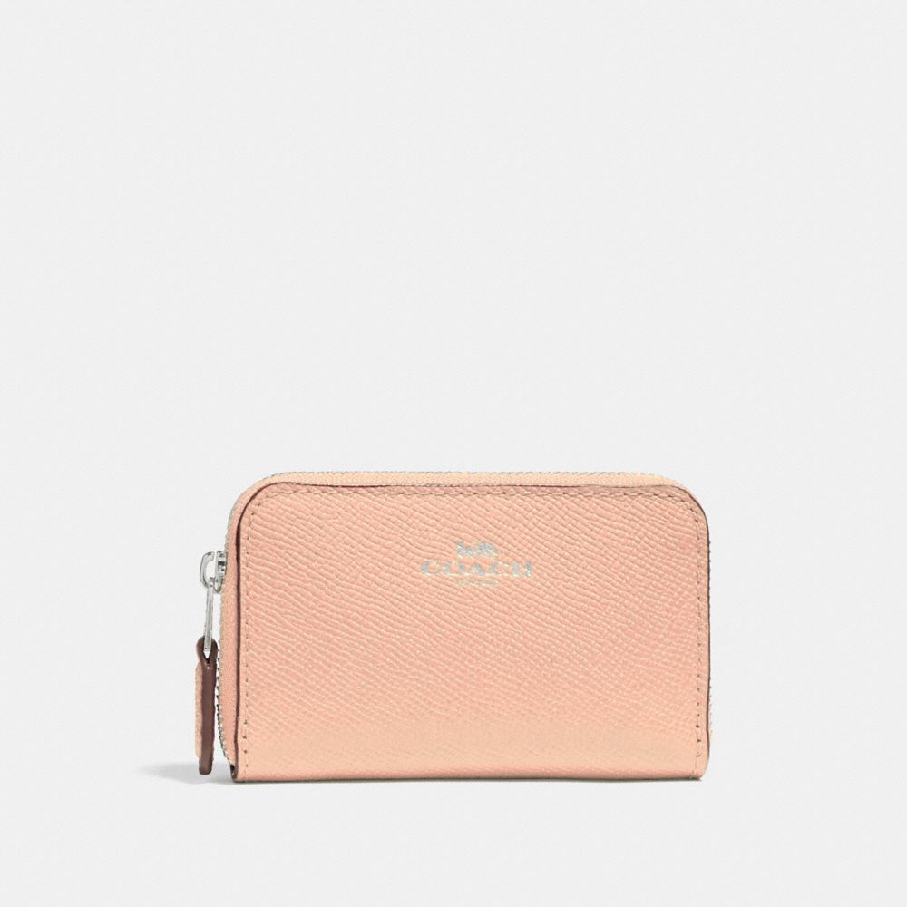 COACH ZIP AROUND COIN CASE - SILVER/LIGHT PINK - f27569