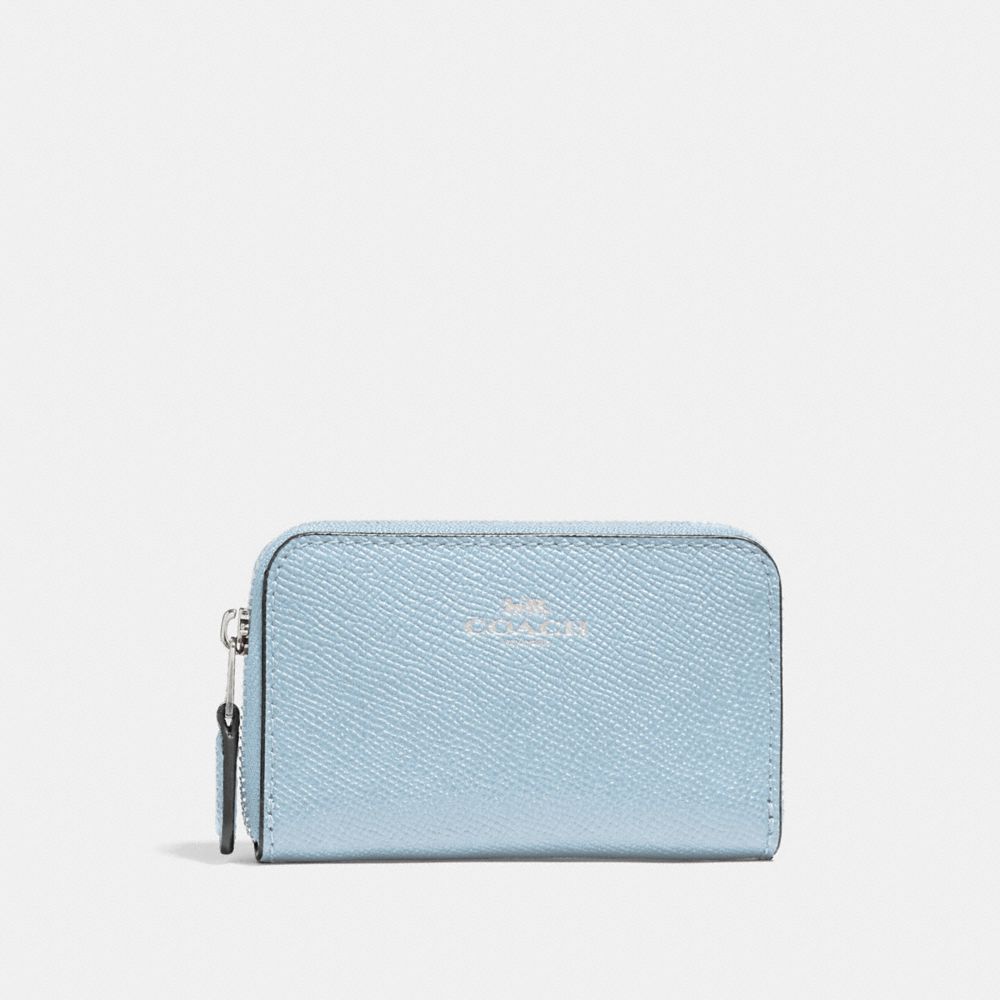 COACH F27569 - ZIP AROUND COIN CASE SILVER/PALE BLUE