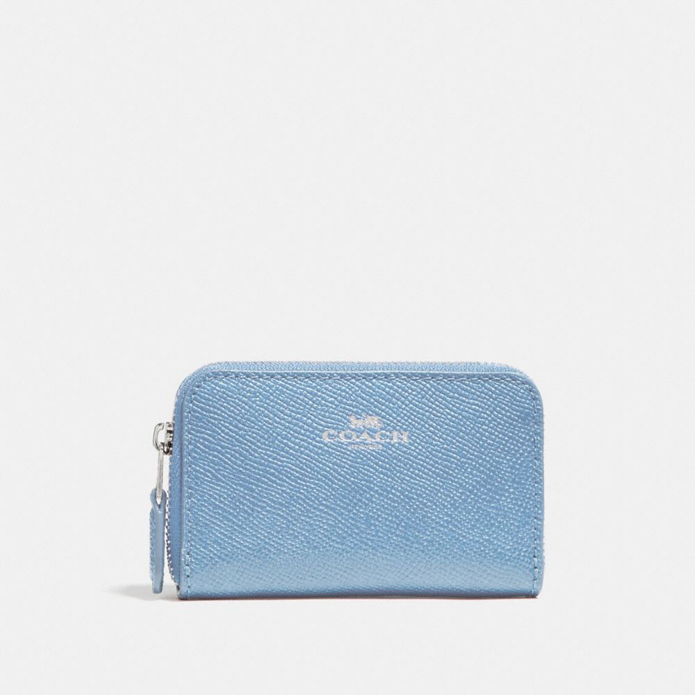 COACH f27569 ZIP AROUND COIN CASE SILVER/POOL