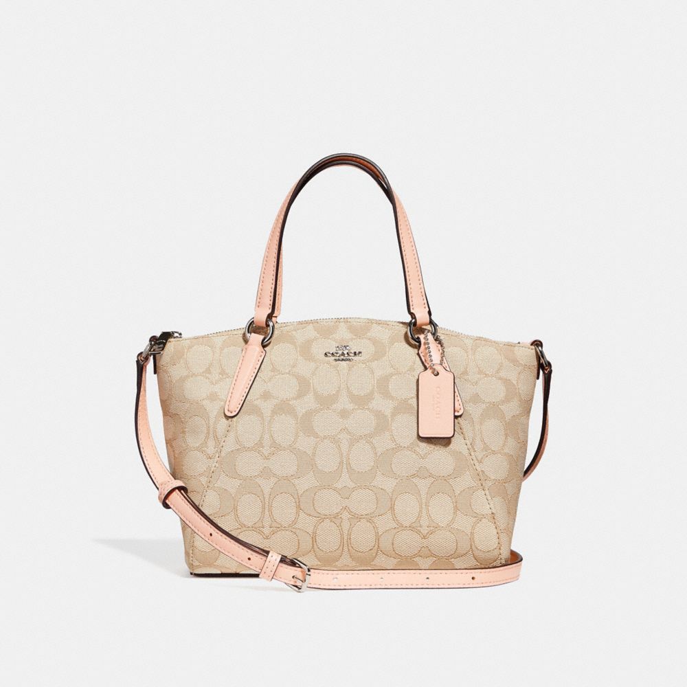 COACH F27580 Mini Kelsey Satchel LIGHT KHAKI/LIGHT PINK/SILVER