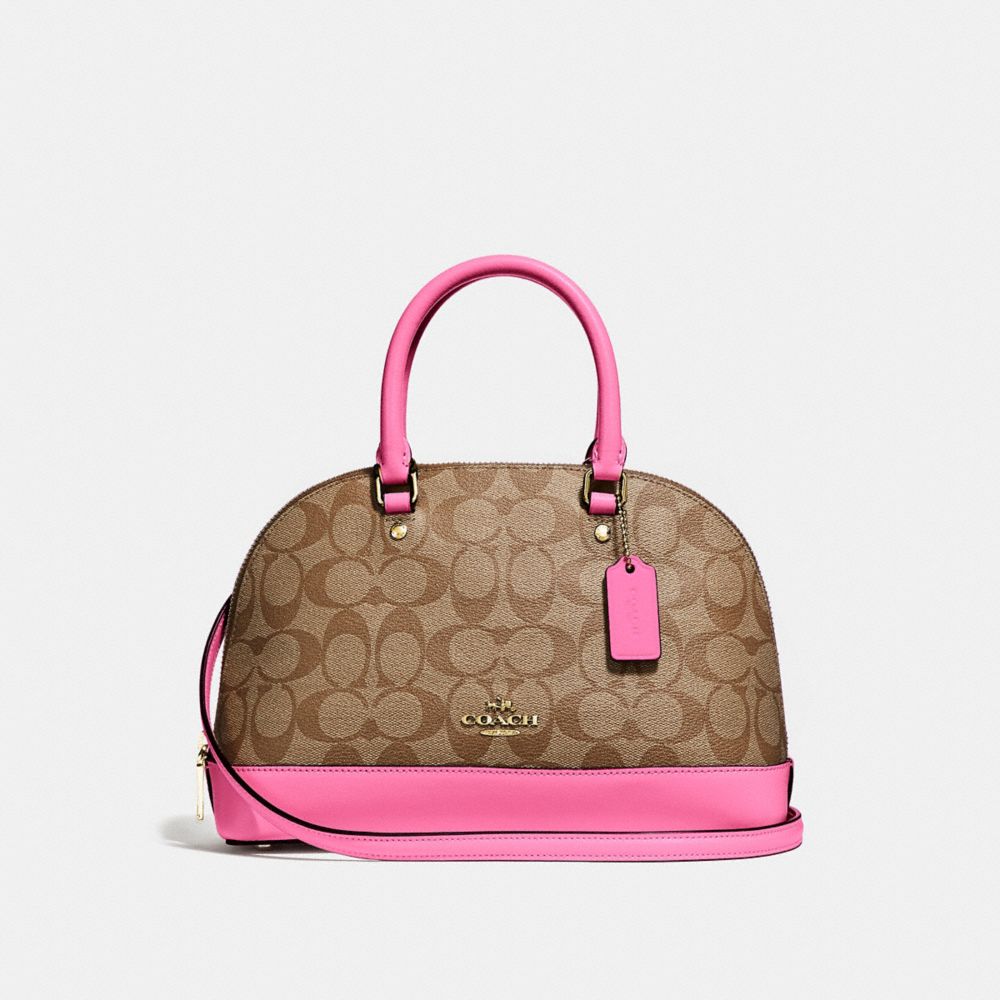 COACH MINI SIERRA SATCHEL IN SIGNATURE CANVAS - KHAKI/PINK RUBY/GOLD - F27583