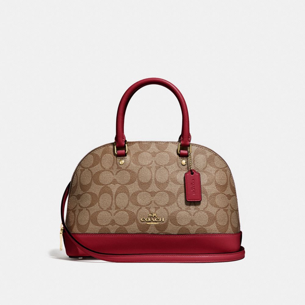 COACH F27583 Mini Sierra Satchel In Signature Canvas KHAKI/CHERRY/LIGHT GOLD