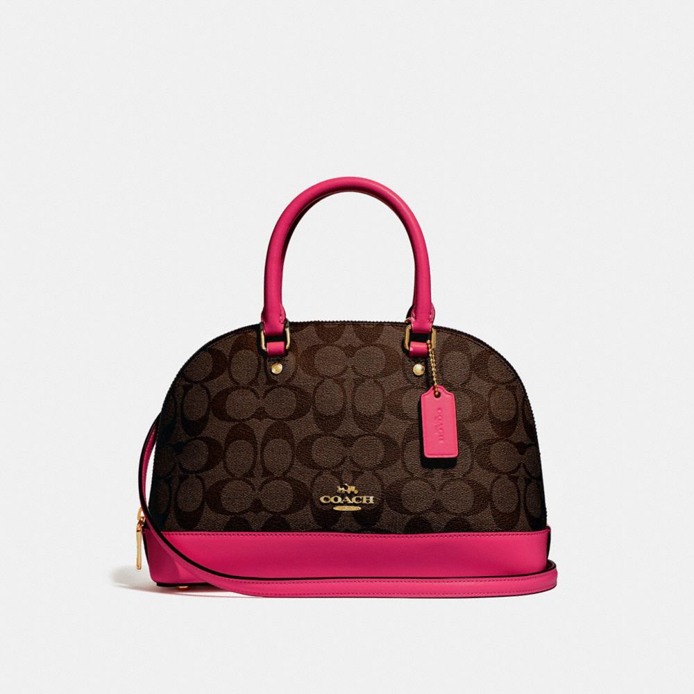 COACH F27583 - MINI SIERRA SATCHEL IN SIGNATURE CANVAS BROWN/NEON PINK/LIGHT GOLD