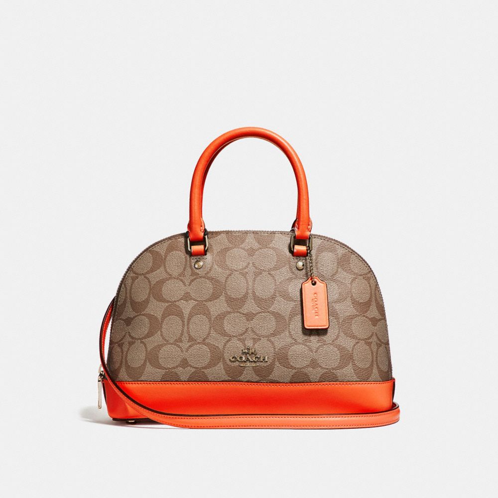 COACH F27583 - MINI SIERRA SATCHEL IN SIGNATURE CANVAS KHAKI/NEON ORANGE/LIGHT GOLD