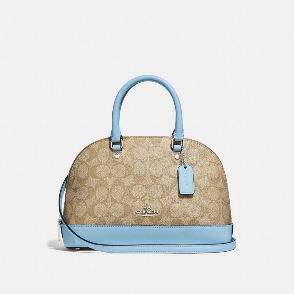 COACH MINI SIERRA SATCHEL IN SIGNATURE CANVAS - LIGHT KHAKI/CORNFLOWER/SILVER - F27583