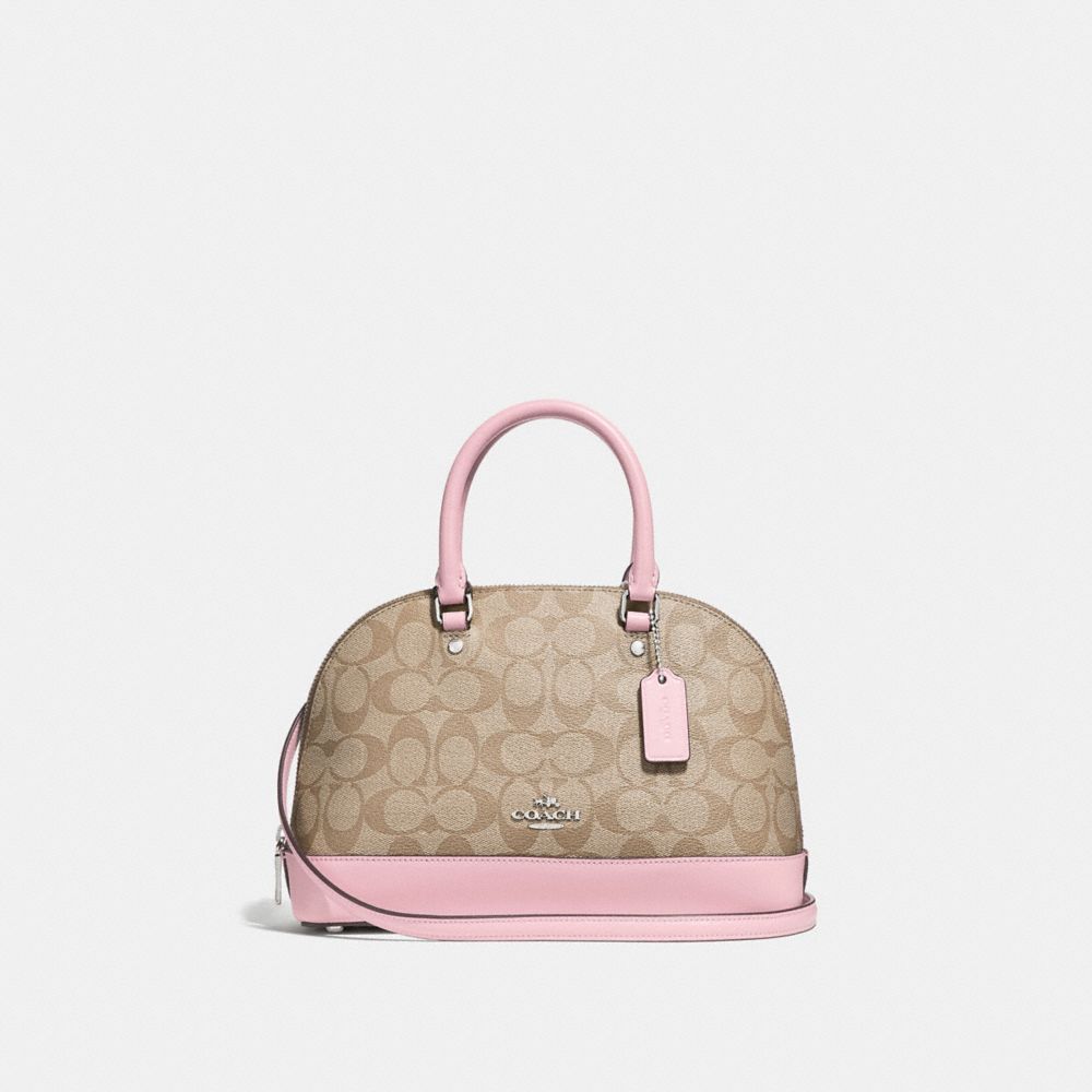 COACH F27583 MINI SIERRA SATCHEL IN SIGNATURE CANVAS SV/LIGHT KHAKI CARNATION