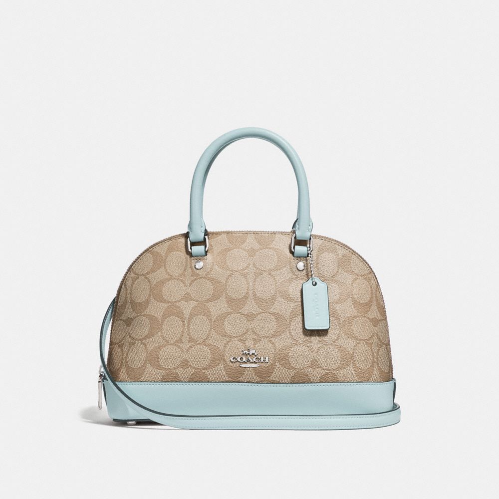 COACH MINI SIERRA SATCHEL IN SIGNATURE CANVAS - LIGHT KHAKI/SEAFOAM/SILVER - F27583