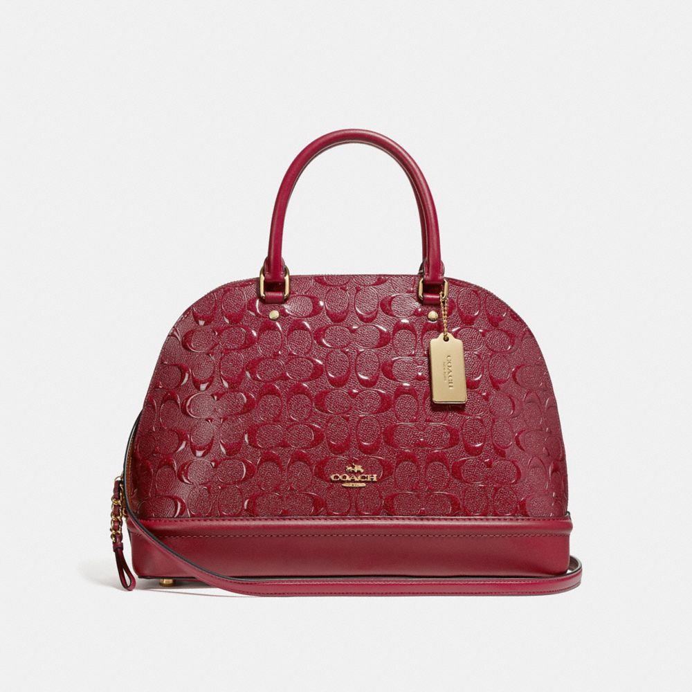 COACH F27598 Sierra Satchel In Signature Leather CHERRY /LIGHT GOLD