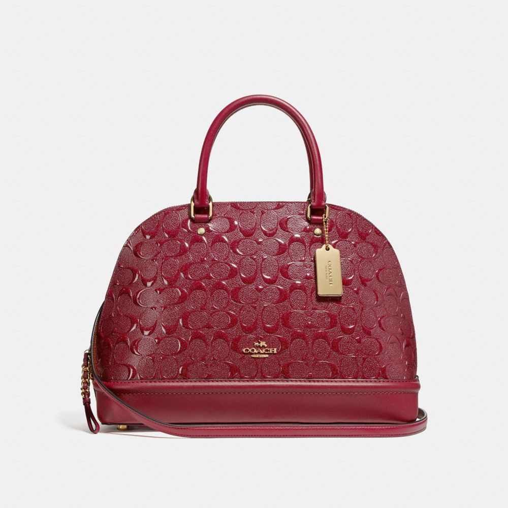 COACH F27598 SIERRA SATCHEL IN SIGNATURE LEATHER CHERRY /LIGHT GOLD