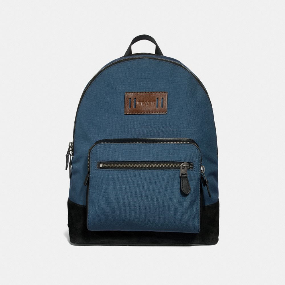 WEST BACKPACK IN CORDURA - f27609 - DENIM/BLACK ANTIQUE NICKEL